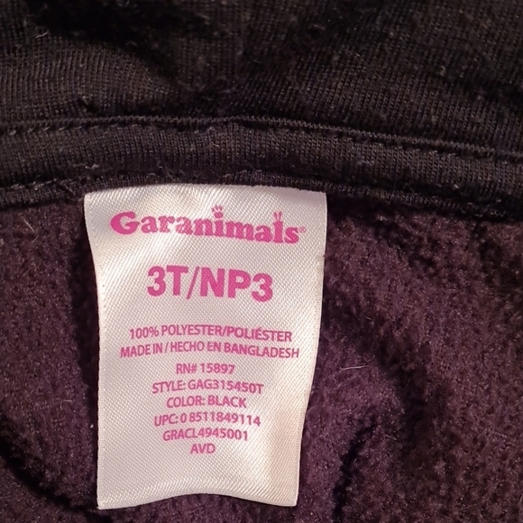 Garanimals Black Kids Jacket, front pockets and hood, EUC, Sz 3T - Picture 2 of 5